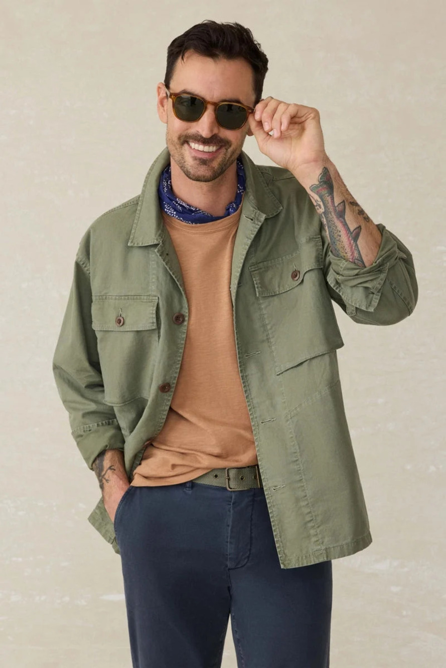 Faherty Forest Green Stretch Overshirt/70895